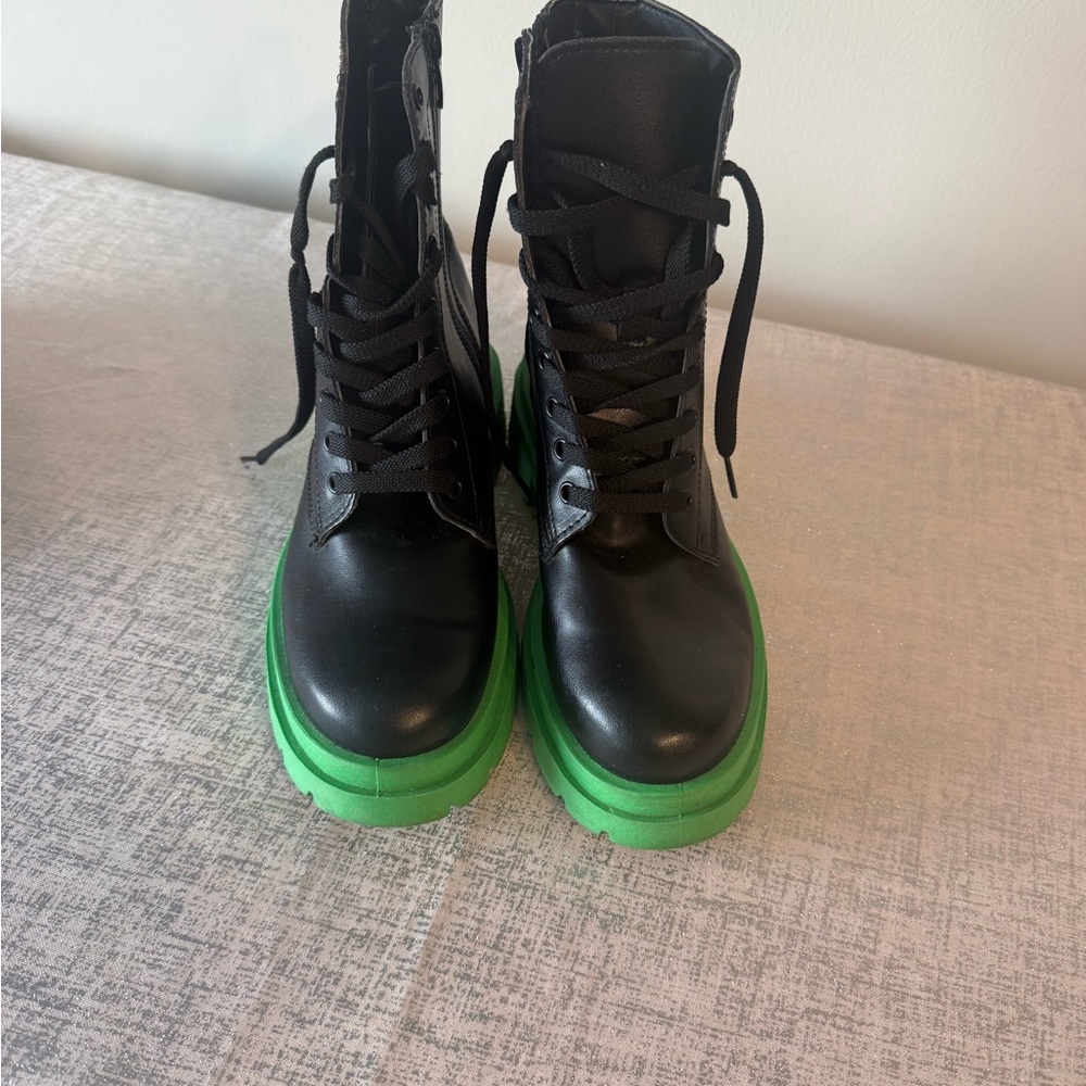 Black Boots with Green Soles